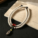 Buddha Stones Star Moon Bodhi Seed Dzi Bead Wisdom Hand-Woven Tibetan 108 Bead Mala