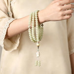 Buddha Stones White Bodhi Seed Bodhisattva Tara Hope Hand-Woven Ethnic 108 Bead Mala