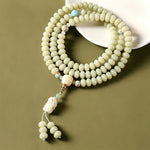 Buddha Stones White Bodhi Seed Bodhisattva Tara Hope Hand-Woven Ethnic 108 Bead Mala