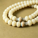 Buddha Stones White Bodhi Seed Bodhisattva Tara Hope Hand-Woven Ethnic 108 Bead Mala