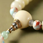 Buddha Stones White Bodhi Seed Bodhisattva Tara Hope Hand-Woven Ethnic 108 Bead Mala