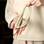 Buddha Stones White Bodhi Seed Bodhisattva Tara Hope Hand-Woven Ethnic 108 Bead Mala