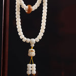 Buddha Stones White Bodhi Seed Cat Purity Hand-Polished Prayer Mala