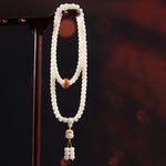 Buddha Stones White Bodhi Seed Cat Purity Hand-Polished Prayer Mala