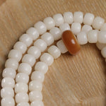 Buddha Stones White Bodhi Seed Cat Purity Hand-Polished Prayer Mala