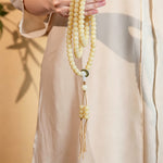 Buddha Stones Bodhi Root Lotus Pendant Purity 108 Bead Hand Polished Round Mala