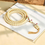 Buddha Stones Bodhi Root Lotus Pendant Purity 108 Bead Hand Polished Round Mala