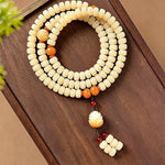 Buddha Stones Bodhi Root Lotus Pendant Purity 108 Bead Hand Polished Round Mala