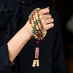 Buddha Stones Bodhi Seed Hand-Woven Peace Vintage 108 Bead Mala