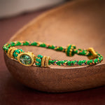 Buddha Stones Five Color Hand Woven Green String Green Ingots And Plum Blossom Amulets Protection Adjustable Bracelet