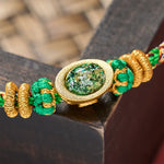 Buddha Stones Five Color Hand Woven Green String Green Ingots And Plum Blossom Amulets Protection Adjustable Bracelet