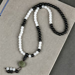 Buddha Stones Black Obsidian Bagua Protection Hand Beaded Bracelet
