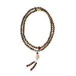Buddha Stones Green Sandalwood Serenity Hand-Woven Cat Charm Retro Ethnic Mala