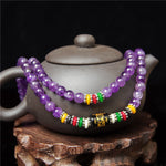 Buddha Stones Amethyst Om Mani Padme Hum Purity Prayer 108 Bead Mala