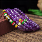 Buddha Stones Amethyst Om Mani Padme Hum Purity Prayer 108 Bead Mala