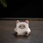 Buddha Stones Basswood Cute Animal Hand-Carved Desk Decoration