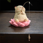 Buddha Stones Resin Lotus New Beginnings Cute Animal Fishing Desk Decor