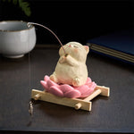 Buddha Stones Resin Lotus New Beginnings Cute Animal Fishing Desk Decor