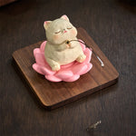 Buddha Stones Resin Lotus New Beginnings Cute Animal Fishing Desk Decor