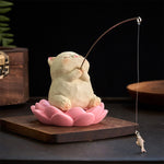 Buddha Stones Resin Lotus New Beginnings Cute Animal Fishing Desk Decor