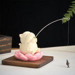 Buddha Stones Resin Lotus New Beginnings Cute Animal Fishing Desk Decor