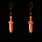 Buddha Stones Jujube Wood Yin Yang Balance Engraved Sword Keychains