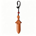Buddha Stones Jujube Wood Yin Yang Balance Engraved Sword Keychains