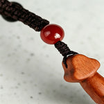 Buddha Stones Jujube Wood Yin Yang Balance Engraved Sword Keychains