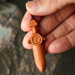 Buddha Stones Jujube Wood Yin Yang Balance Engraved Sword Keychains
