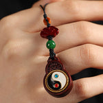 FREE Today: Protection and Purification Green Sandalwood Bagua Yin Yang Gourd Phone Hanging Decoration