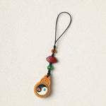 Buddha Stones Green Sandalwood Bagua Yin Yang Protection Gourd Phone Hanging Decoration