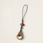 Buddha Stones Green Sandalwood Bagua Yin Yang Protection Gourd Phone Hanging Decoration