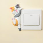 Buddha Stones Painted Resin Cat Switch Cover Cute Animal Decor