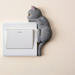 Buddha Stones Painted Resin Cat Switch Cover Cute Animal Decor