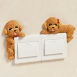 Buddha Stones Hand-Painted Resin Dog 3D Cute Decorative Switch Wall Sticker