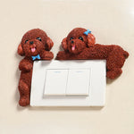 Buddha Stones Hand-Painted Resin Dog 3D Cute Decorative Switch Wall Sticker