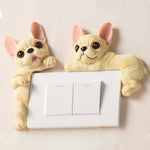 Buddha Stones Hand-Painted Resin Dog 3D Cute Decorative Switch Wall Sticker