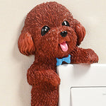 Buddha Stones Hand-Painted Resin Dog 3D Cute Decorative Switch Wall Sticker