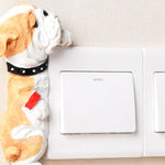 Buddha Stones Hand-Painted Resin Dog 3D Cute Decorative Switch Wall Sticker