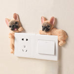 Buddha Stones Hand-Painted Resin Dog 3D Cute Decorative Switch Wall Sticker