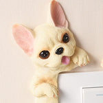 Buddha Stones Hand-Painted Resin Dog 3D Cute Decorative Switch Wall Sticker