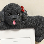 Buddha Stones Hand-Painted Resin Dog 3D Cute Decorative Switch Wall Sticker