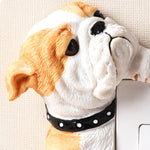 Buddha Stones Hand-Painted Resin Dog 3D Cute Decorative Switch Wall Sticker