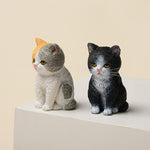 Buddha Stones Painted Resin Gloomy Kitten Family Mini Cat Cute Animal Decor