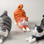 Buddha Stones Hand-Painted Resin Lazy Kitten Animal Decoration
