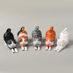 Buddha Stones Hand-Painted Resin Lazy Kitten Animal Decoration