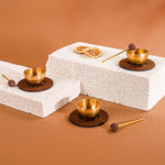 Buddha Stones Brass Mini Grounding Meditation Singing Bowls Gift Set