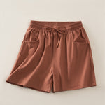 Buddha Stones Summer Casual Minimalist Drawstring Solid Women's Shorts With Pocket