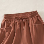 Buddha Stones Summer Casual Minimalist Drawstring Solid Women's Shorts With Pocket