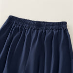Buddha Stones Summer Casual Vintage Solid Cropped Pants Women's Wide Leg Pants With Pocket